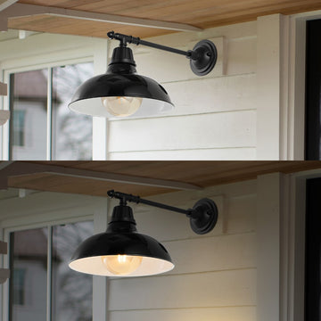 Wallace 12.25" Farmhouse Industrial Indoor/Outdoor Iron LED Victorian Arm Outdoor Sconce